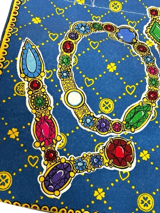 Brighton Glimmering Love Tote Canvas Bag Blue Multi Heart Charm Print NWT: - Picture 8 of 10